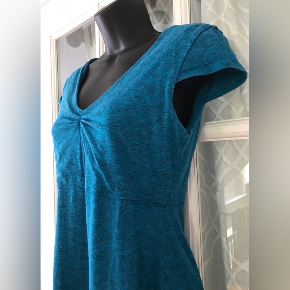 Toad&Co. size Small blue dress w/ beautiful geometric pattern excellent used - Picture 6 of 16